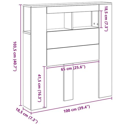 Wezgłowie LED z półką Czarny dąb 100 x 18.5 x 103.5 cm na Arena.pl