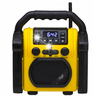 Radio Przenośne Budowlane Bluetooth FM AUX IPX54 Zegar Sieciowo Bateryjne
