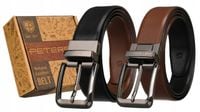 PETERSON stylowy pasek skórzany męski klamra elegancki do spodni