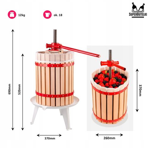 PRASA ŚRUBOWA RĘCZNA do OWOCÓW WINA SOKÓW OLIWY 18 L WYCISKARKA na Arena.pl