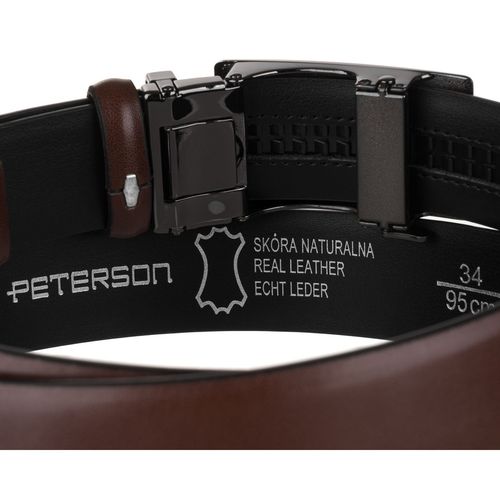 brązowy pasek męski z automatyczną klamrą wykonany ze skóry naturalnej na Arena.pl