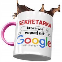 Kubek Różowy Dla Sekretarki Wie Więcej Niż Google Z Nadrukiem Ze Zdjęciem