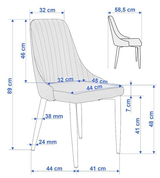 Krzesło welurowe LORIENT VELVET grafitowe zdjęcie 11