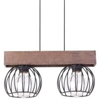 LAMPA wisząca MILAN 31572 Sigma industrialna OPRAWA metalowe klatki ZWIS na belce drewno brązowy