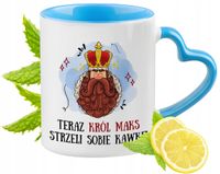 Dla Maksa Kubek Błękitny Z Uszkiem W Kształcie Serca Na Prezent Z Nadrukiem