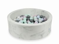 Suchy basen 90x30 marmur z piłeczkami 200szt (jasnomiętowe, różowe jasne perłowe, błękitne jasne perłowe, perłowe, szare)