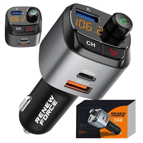 NAJMOCNIEJSZY Transmiter bluetooth FM samochodowy ładowarka 36W QC3.0 USB-C na Arena.pl