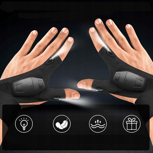 RĘKAWICZKI LED USB RĘKAWICZKI Z LATARKĄ LED ŚWIECĄCE RĘKAWICE ładowane USB na Arena.pl