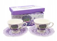 2 x Serwis kawowy 2 osobowy porcelana zestaw Bella Fiore lawenda ozobne pud