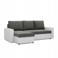 NAROŻNIK LUNA POPIEL BIAŁY Rogówka KANAPA Rozkładana z Funkcją Spania