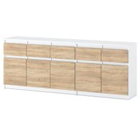 Komoda Szafka Do Pokoju Młodzieżowego 200cm 5 Szuflad Biała Sonoma