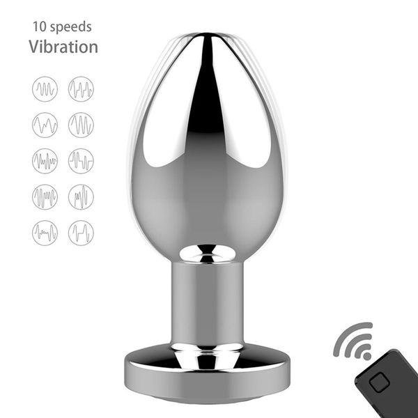 Stymulator-Rechargeable Butt Plug Vibrator USB 10 Functions - Silver zdjęcie 3