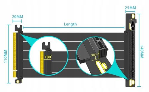 GLOTRENDS Kabel rozszerzający PCIe 4.0 X16 20cm na Arena.pl