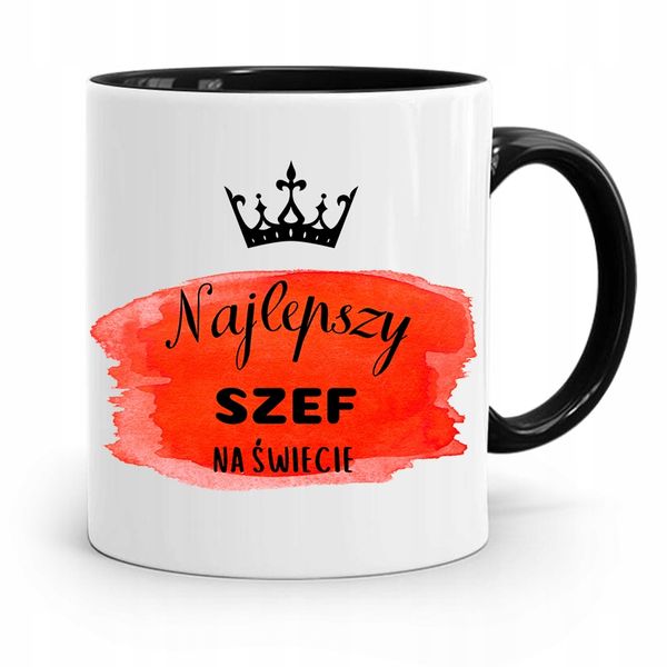 Kubek Czarny Prezent Najlepszy Szef Na Świecie Z Nadrukiem Ze Zdjęciem zdjęcie 1