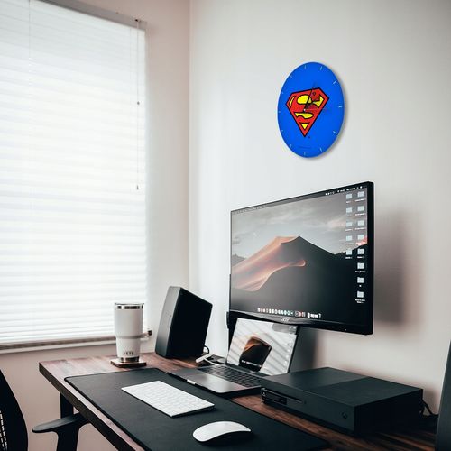 Zegar Ścienny Matowy Superman Niebieski na Arena.pl