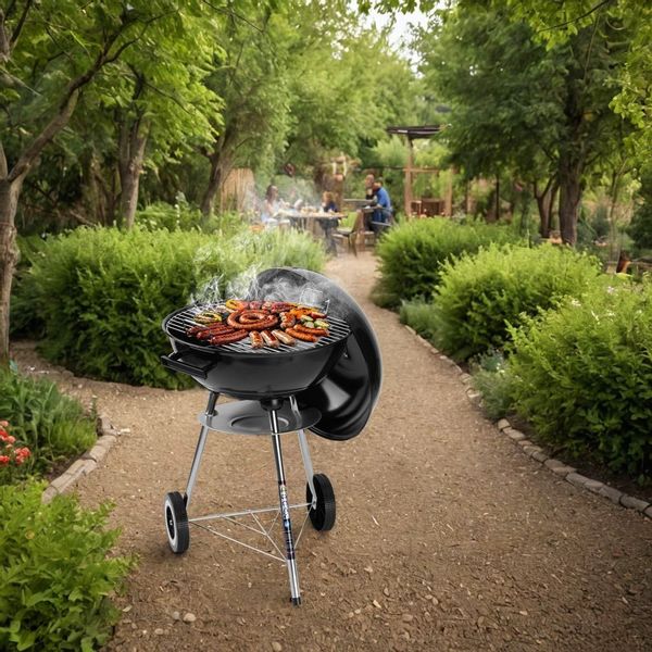 Grill węglowy ogrodowy RUND czarny zdjęcie 2