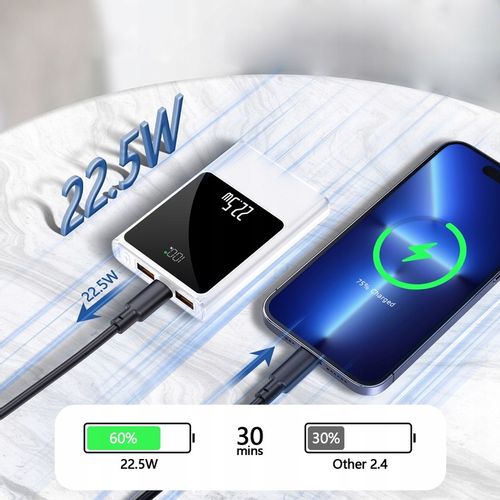 POWERBANK 10000MAH MOCNA SZYBKA ŁADOWARKA 22,5W 2XUSB A/USB-C WYŚWIETLACZ L na Arena.pl