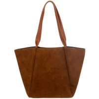 VERA PELLE torebka damska zamszowa shopper z długimi rączkami V700 brązowa