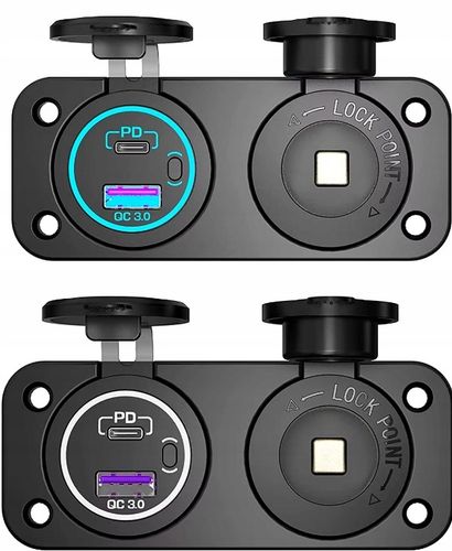 GNIAZDO ZAPALNICZKI Ładowarka samochodowa Szybkie ładowanie QC PD ON OFF N na Arena.pl