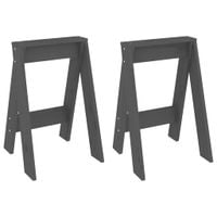 Stołki, 2 szt., szare, 40x40x60 cm, lite drewno sosnowe