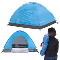 Namiot turystyczny 2-osobowy niebieski z moskitierą i filtrem UV