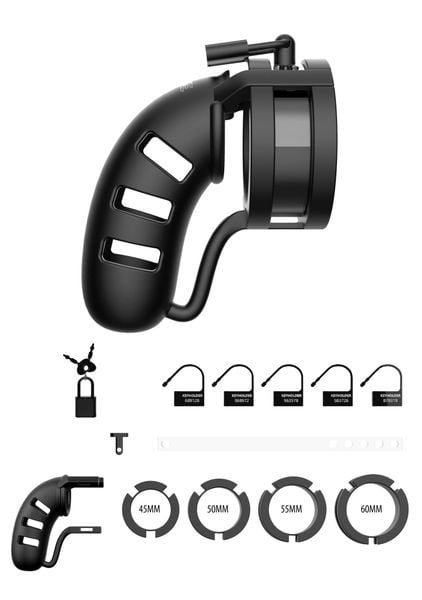 Model 19 - Chastity - 4.5"""" - Sil Cage Ballsplitter - Black zdjęcie 4