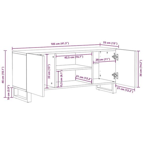 Szafka pod telewizor Brązowy 105 x 33 x 46 cm lite drewno mango na Arena.pl