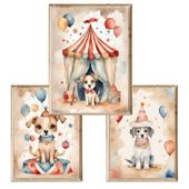 Zestaw trzech plakatów dla dzieci Circus Dog