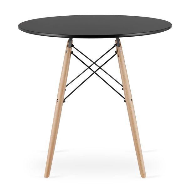 Stół do jadalni TODI 80 cm okrągły czarny nogi bukowe kuchni elegancki zdjęcie 3