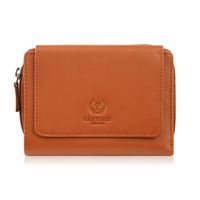 portfel damski skórzany pomarańczowy duży w orientacji poziomej