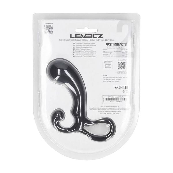 Bulb With Loop Silicone Prostate Massager - M - Black zdjęcie 3