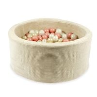 Suchy basen 90x40 Velvet sztruks beżowy z piłeczkami 300 szt.(różowozłote, metaliczny grafit, jasnozłote)