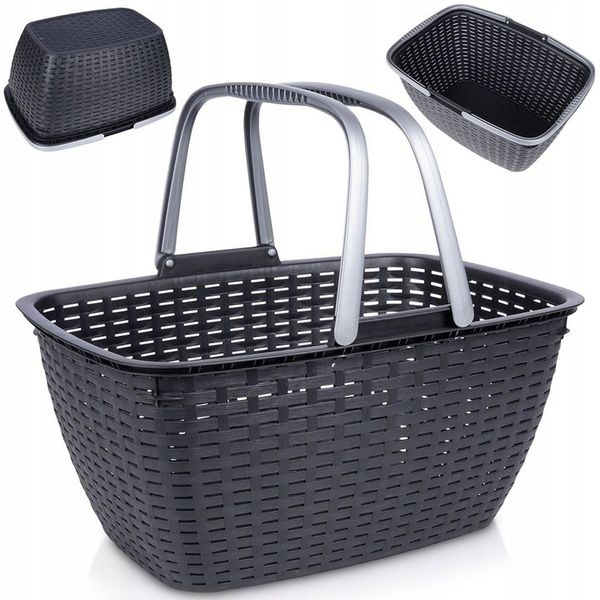 Koszyk NA ZAKUPY GRZYBY PIKNIK zakupowy piknikowy plastikowy pojemny mocny zdjęcie 1