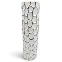WAZON CERAMICZNY BIAŁY WYSOKI FLAKON PODŁOGOWY NA TRAWY GAŁĄZKI 50 cm