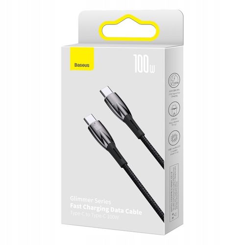 BASEUS kabel Typ C do Typ C PD 100W Glimmer 2m 200cm black wytrzymały oplot na Arena.pl
