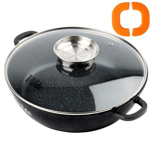 Patelnia Granitowa do Smażenia Duszenia Pieczenia z Pokrywką 28 cm 3,3L na Arena.pl