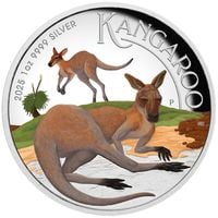 Australijski Kangur kolorowany 1 uncja Srebra 2025 Proof High Relief