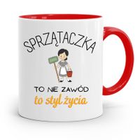 Dla Sprzątaczki Kubek Czerwony Na Prezent Urodziny Z Nadrukiem Ze Zdjęciem