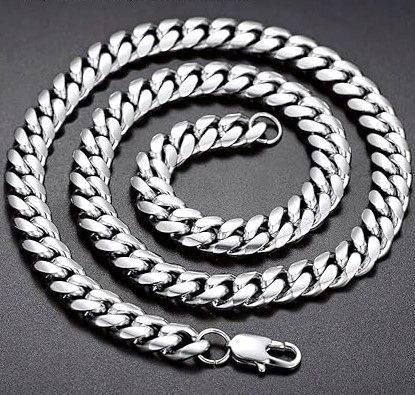 SZEROKI ŁAŃCUSZEK MĘSKI SREBRNY ŁAŃCUCH PANCERKA 8 MM 60 CM DIAMENTOWANY na Arena.pl