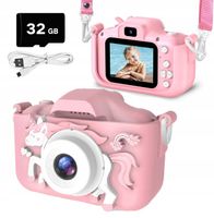 Kamera dla dzieci Unicorn HD 48 milionów pikseli Gry kasetowe +karta 32 GB