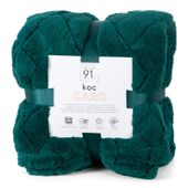 Koc 200x220 CARO ciemnozielony miękki flano jodełka