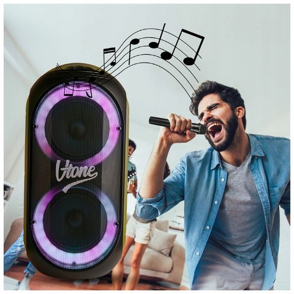 GŁOŚNIK BLUETOOTH USB SD FM AUX PRZENOŚNA KOLUMNA BOOMBOX KARAOKE MIKROFON zdjęcie 6