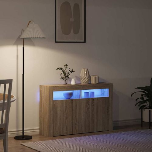 Bufet dąb sonoma 116 x 30 x 75 cm Materiał drewnopochodny na Arena.pl