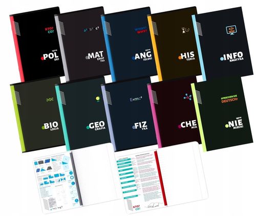 Komplet Zestaw ZESZYTÓW TEMATYCZNYCH kl 7-8 a5/60k + kolorowe ściągi 10 szt na Arena.pl