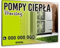 TABLICZKA REKLAMOWA szyld z dibondu nadruk 40x30 pompy ciepła montaż