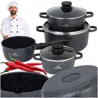 ZESTAW GARNKÓW GARNKI INDUKCJA / GAZ MARMUROWE KOMPLET GARNKÓW MARMURKOWYCH