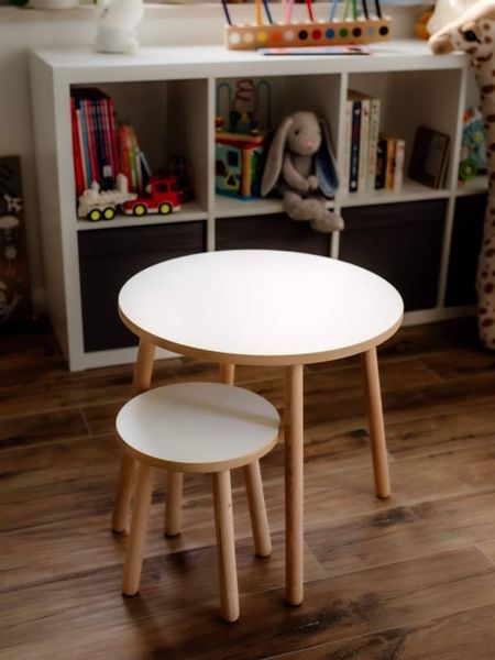 Krzesełko dla dzieci okrągłe białe zdjęcie 4