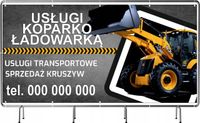 BANER REKLAMOWY 100x50cm duży wybór wzorów USŁUGI KOPARKO ŁADOWARKĄ