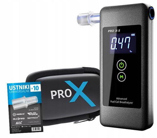Alkomat PRO X-5 ORYGINALNY + 50 USTNIKÓW + 12 miesięcy KALIBRACJI na Arena.pl