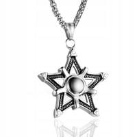 NASZYJNIK Srebrny Stal Łańcuszek GWIAZDA 312